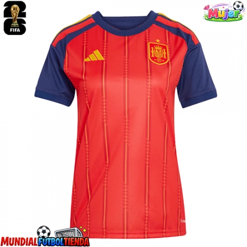 Camiseta España Primera Equipación Replica Mundial 2026 para mujer mangas cortas